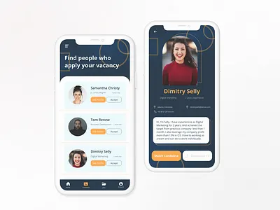 UI Design for jobs app. app design job app mobile application profile app profile design recruiting app ui ui ux design ui design uiux uiux design user app ux ux design