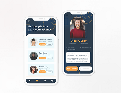 UI Design for jobs app. app design job app mobile application profile app profile design recruiting app ui ui ux design ui design uiux uiux design user app ux ux design