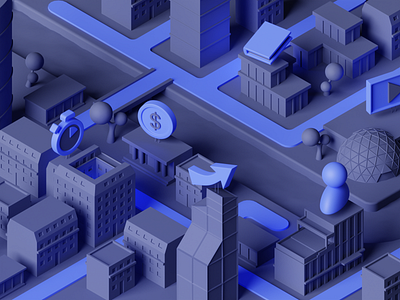 Intranet City 3d algolia b3d blender blender3d buildings city clay render clayrender dark mode dark theme design illustration intranet isometric light mode light theme lowpoly paris search