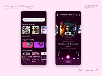 Music Player - #009 009 dailyui mobileui musicplayer musicplayerui musicui songscreen songui ui uiux ux webmusicplayer