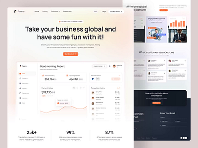 Global HR & Payroll Landing Page businessmanagement businesswebsite cleanui dashboardui employeemanagement globalpayroll hris hrplatform hrsoftware hrtech minimaldesign moderndesign payrollmanagement payrollsoftware saasdesign saasui teammanagement ui workforcemanagement