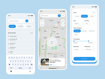 App design | Search & Filter page | Real Estate app app design app interfaces chatbot digital banking exchange filter fintech location mobile mobile app neobank online banking phone app product design search search location ui ui ux ux