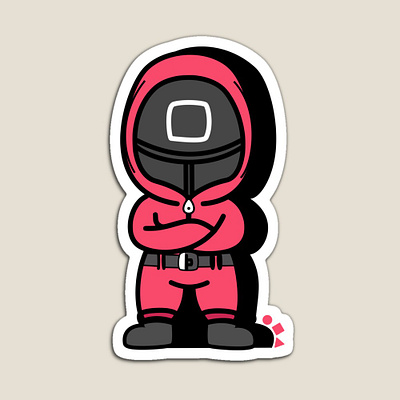 Cute Squid Game Soldiers - Red Square aesthetic art circle cute design drawing illustration pink red simple soldiers special square squid game squid game characters squid game kdrama squid game workers trending triangle vintage