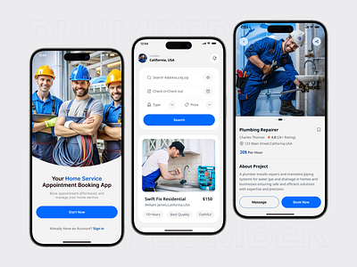 Plumber Services App app design app interface booking electrician handcraft home care home cleaning service app ui home services house cleaning house works mobile app mobile service home onbroading plumber plumber service plumbing repair service service booking uiux