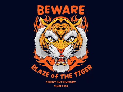 Blaze of the Tiger badge badge design brand branding design graphic design illustration poster tiger tshirt vector