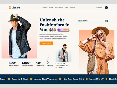 New Fashion Website Design – Glamara apartement architecture branding design ecommerce fa fashion fashion website graphic design illustration logo ui vector web design website website design