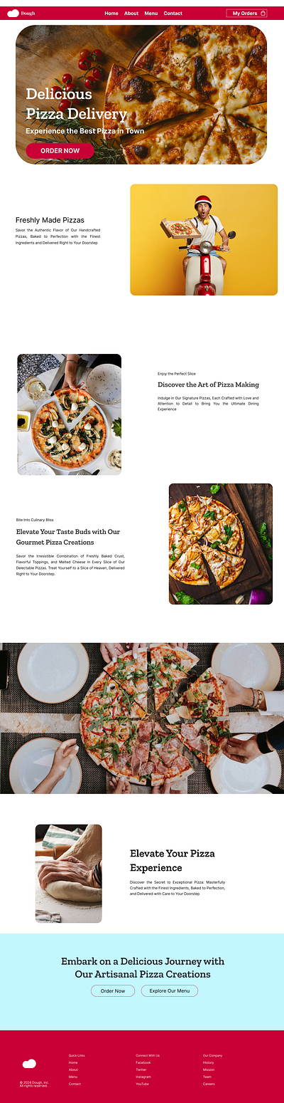 Pizza Website Landing Page design figma ui ux