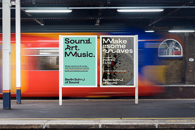 Berlin School of Sound posters art branding distorted identity logo minimal music poster sound type