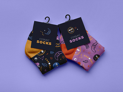 Cosmic Socks apparel apparel design celestial cosmic design doodle illustration moon moon pattern outer space pattern pattern challenge pattern design planets science socks space starts surface design vector