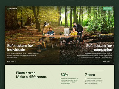 Reforestum homepage. business carbon clean climate change community design forest green gt flexa hero homepage inter reforestum significa sustainability tree ui ux web app website