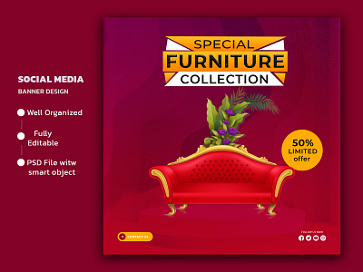 Modern Furniture Social Media Banner banner inspirations banners branding creative banner furniture furniture banner graphic design illustration social media banner sofa ui web banner