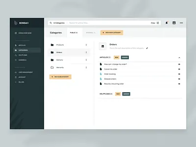 BonsaiX - Knowledge Management Software asset calm category clean dashboard design green knowledge saas ui
