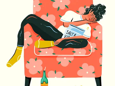 My Creative Process chair chips creative process design hand drawn illustration illustrator pattern people procreate sleep snap sweat pants woman