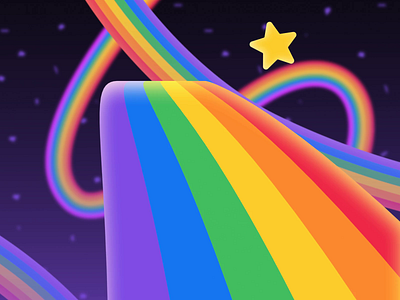 Rainbow Road 2d after effects animation c4d character design gif illustration illustrator loop rainbow star stars studio