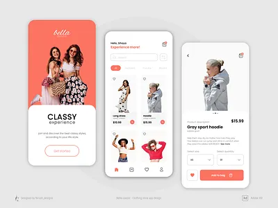 Bella classic; clothing store UI concept design adobexd app design app ui design concept design illustration mobile app design mobile ui design ui ui app design ui design uiux uiux design