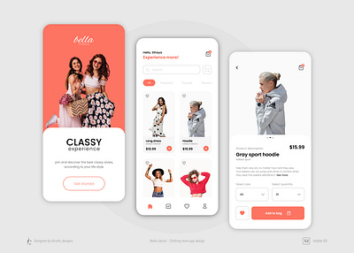 Bella classic; clothing store UI concept design adobexd app design app ui design concept design illustration mobile app design mobile ui design ui ui app design ui design uiux uiux design