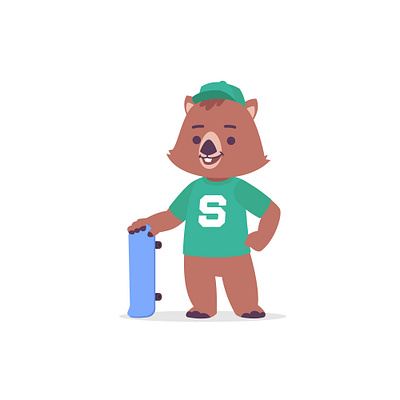 Cartoon Wombat Skater animal cartoon cute design illustration mascot vector wombat
