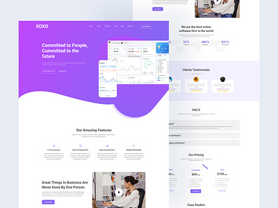 Saas Task Management Landing Page gradient hero homepage integrates landing page pricing plan saas task management testimoni ui design web design website