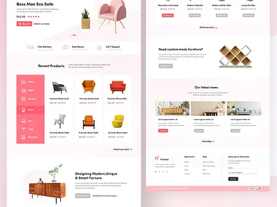 Furnisar - Furniture Shop Design Layout architecture attractiveui bedroom chair ecommerce furnish furniture homepage interiors landing minimalist mockup shop sofa store table trending uiux websitedesign woodworking