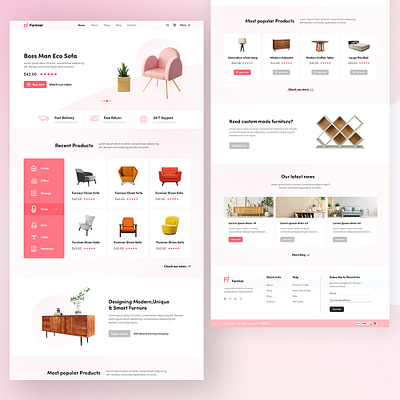 Furnisar - Furniture Shop Design Layout architecture attractiveui bedroom chair ecommerce furnish furniture homepage interiors landing minimalist mockup shop sofa store table trending uiux websitedesign woodworking