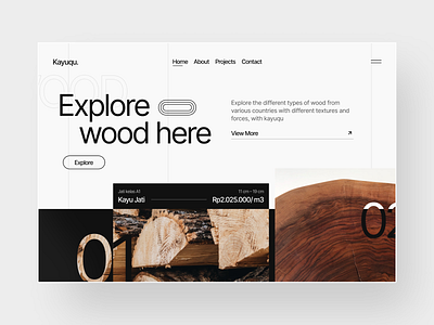 Kayuku - Landing Page 🪵 - Hero Sec [1-3] architecture black blog clean design flat furniture interior minimal minimalist popular retro swiss swiss design style typography ui web website white wood