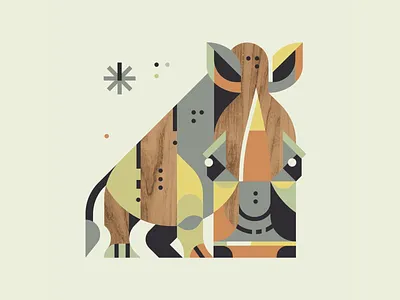 Triangle - White Rhino 50s illustration lines retro shapes simple wood