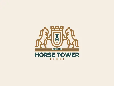 Horse Tower Logo brand branding classic crest graphic design heraldic heraldry horse linear logo mark shield tower vector