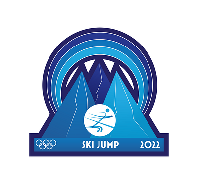 Winter Olympics Ski Jump Badge design illustration minimalist vector