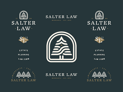 Salter Law pt. 1 branding design estate law firm icon law law firm letter lob pine logo mark mn pine tree star symbol tree typography