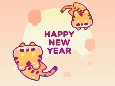 Happy Lunar New Year branding character cute design flat illustration illustrator logo ui vector