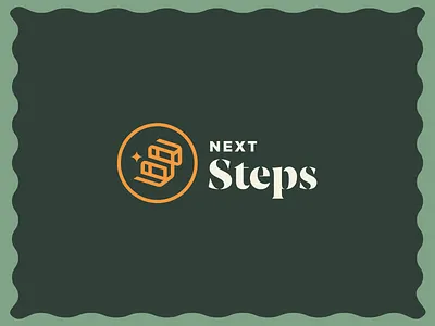 Next Steps branding icon illustration logo stairs talk bubble