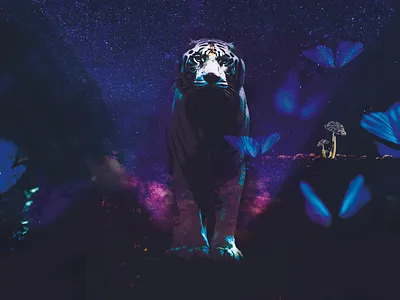 Mystical Fantasy White Tiger design graphic design illustration vector