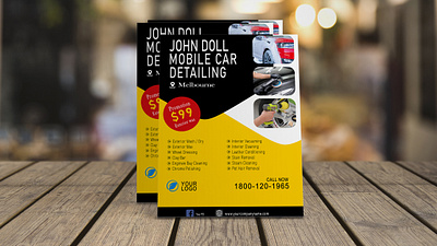 Mobile Car Detailing Flyer Design adobe photosop branding car service car washing flyer creative design creative flyer design design flyer design graphic design illustration mobile car flyer rentail flyer