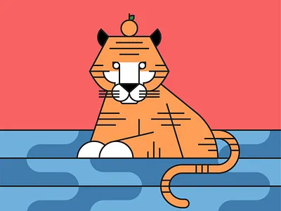 Year of the Water Tiger illustration line art lunar new year tiger vietnamese new year water water tiger year of the tiger