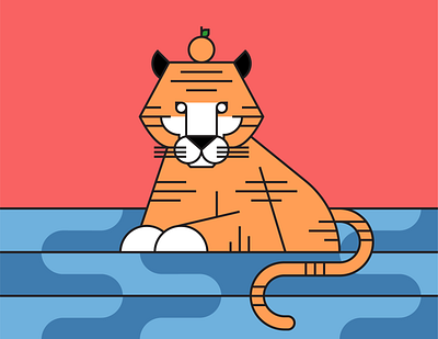 Year of the Water Tiger illustration line art lunar new year tiger vietnamese new year water water tiger year of the tiger