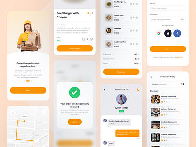 Delivereat - Food and Drink Mobile Apps UI Kit app design deliveryapp design design app foodappp mobileapps ui ui ux uidesign uiux