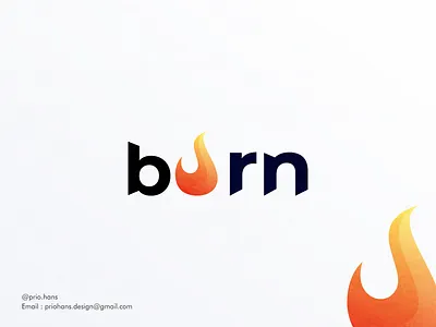 Burn brand branding burn color design fire illustration logo prio hans typography vector wordmark