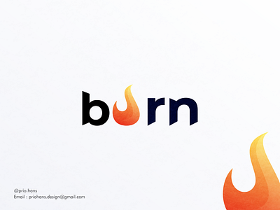 Burn brand branding burn color design fire illustration logo prio hans typography vector wordmark