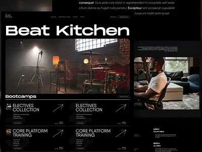 Music Bootcamp Black | UI/UX Landing page agency bootcamp branding design graphic design illustration landing page logo music creative page music landing page music page music ui school ui ui ux vector web design web ui