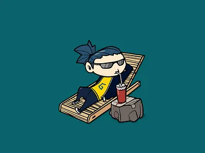 Gienlee is Relaxing - Character GL beach breathing calm cartoon chair character design enjoy graphic healthy illustration inerpeace male relax sit syrup vector