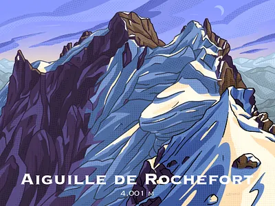 Aiguille De Rochefort design illustration mountains nature rocks senko side snow