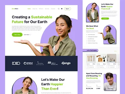 Sustainable Development Landing Page Design b2b branding design development flat graphic design green minimal product design professional purple saas sustainable typography ui uiux design ux
