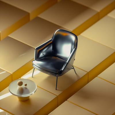 Empty Seat 3d 3dart abstract animation animation art c4d chair cubes design futuristic glossy interior materials metal motion art octane
