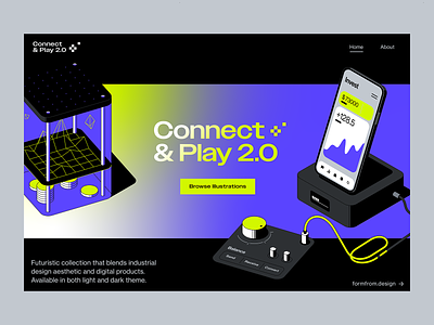 Connect & Play 2.0 - Illustration collection banking crypto device finance fintech formfrom illustration isometric landing page