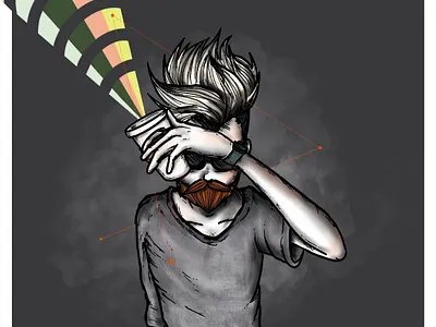 this mess that i've made. beard coffee design geometric hipster illustration pastel procreate rainbow shades sunglasses