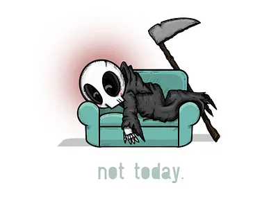 not today. couch design grim reaper illustration lazy not today procreate skull sleep sloth tired