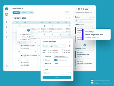 Calendar event reminder tracker app calendar design education event tracker mobile app saas school task tracker ui design user experience user interface ux design