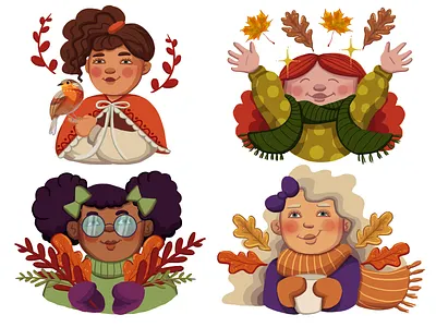 Autumn Baby art autumn character art clipart cutecharacters design digital art digital illustration digitaldrawing girls illustration photoshop pngs set wacom