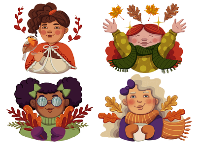 Autumn Baby art autumn character art clipart cutecharacters design digital art digital illustration digitaldrawing girls illustration photoshop pngs set wacom