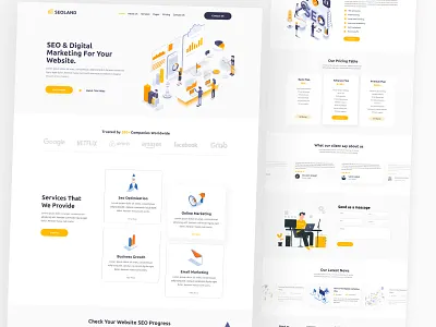 SEO and Digital Marketing Website Landing Page Design agency graphic design icon illustration landing page design logo minimal modern ui ux vector